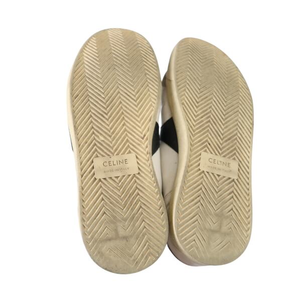 Celine Triomphe Low Lace-Up Sneaker Plain Logo Calfskin Suede Mens 9 - Picture 6 of 10